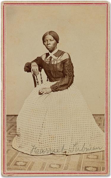 Carte-de-visite showing Harriet Tubman photographed in Auburn, NY. [Public domain]