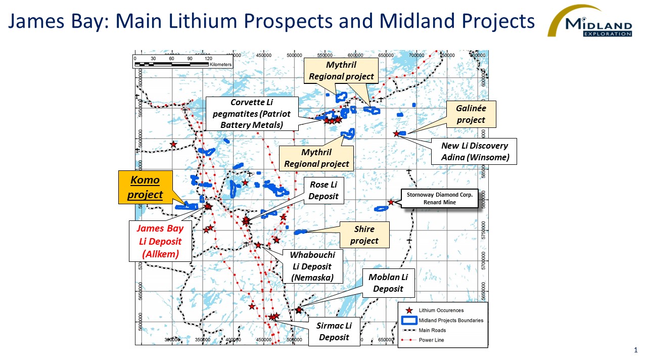 Figure 1 JB Main Lithium Prospects and MD Projects