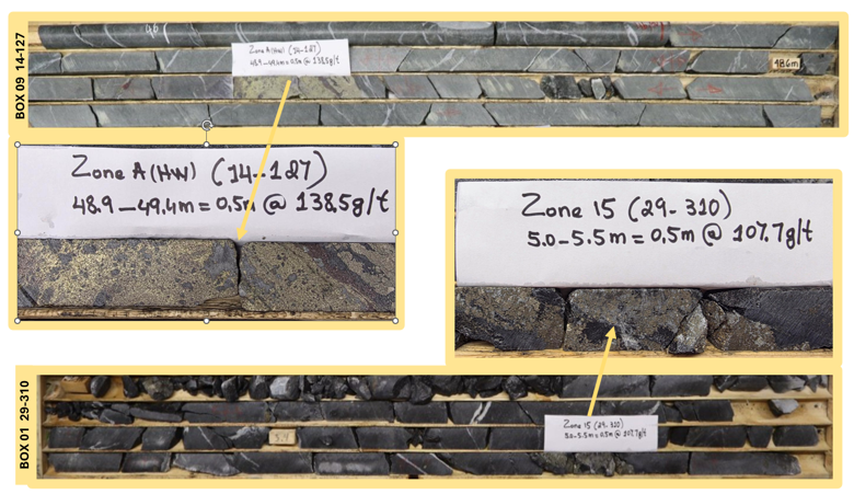 Photos of cores from the best drilling intersections