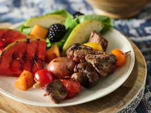 Grilled Sirloin Steak Kabobs with Garlic-Rosemary Butter