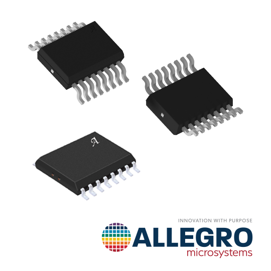 Allegro's ACS37002 400 kHz, high accuracy current sensor with pin-selectable gains is available in three different SOICW-16 packages —optimizing either low-noise, high-isolation, or lowest-in-class internal power loss.