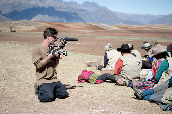 NYFA student documenting native Peruvians on the expedition.