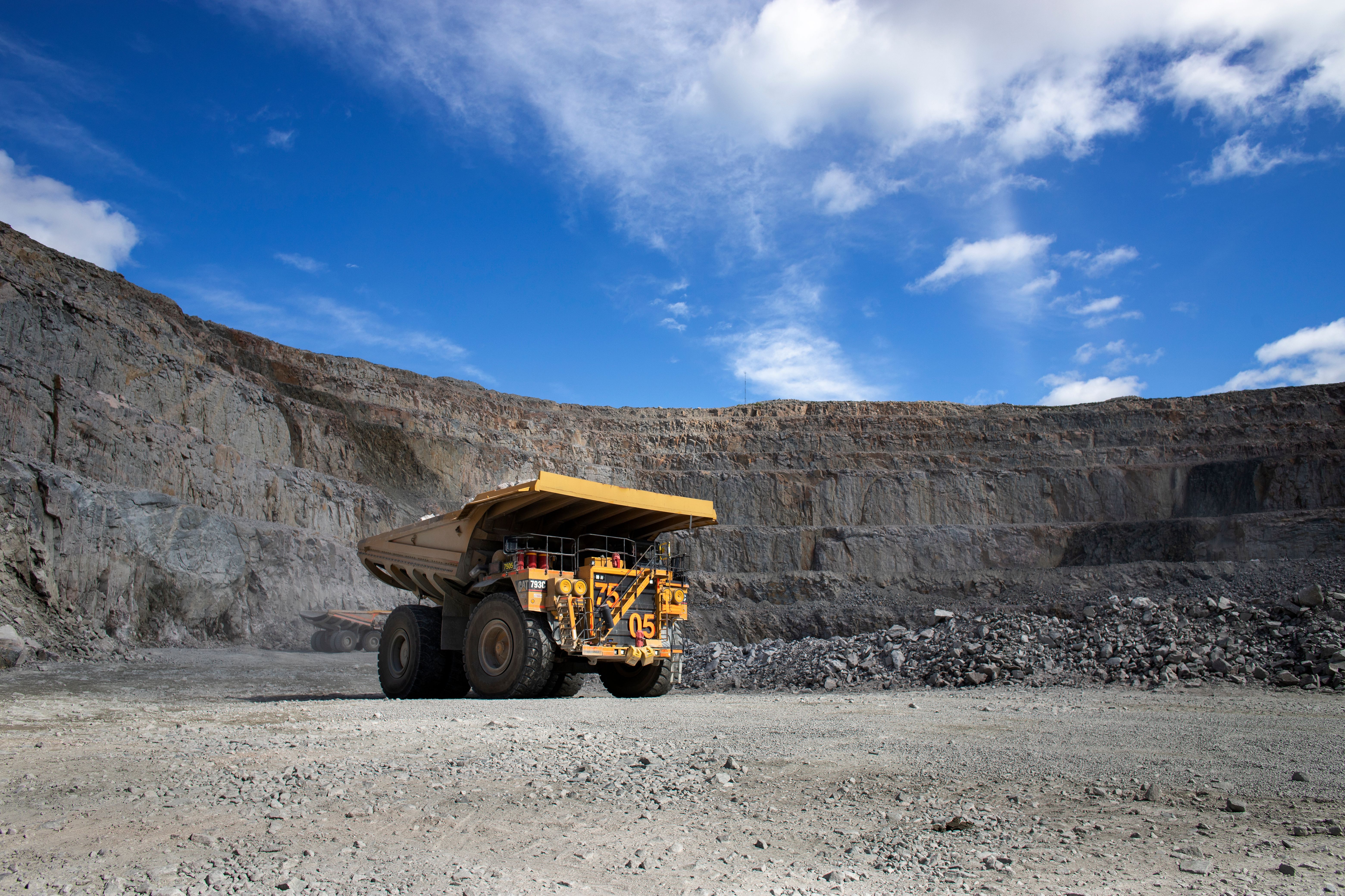 Truck waiting to be loaded at Burgundy's Ekati Diamond Mine Sable pit.