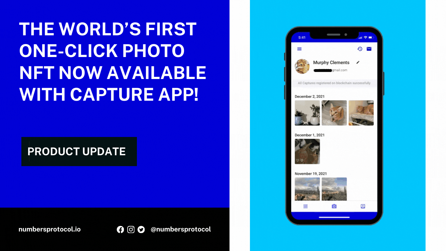 Numbers Protocol Announces One-Click NFT Creation Feature for Capture App