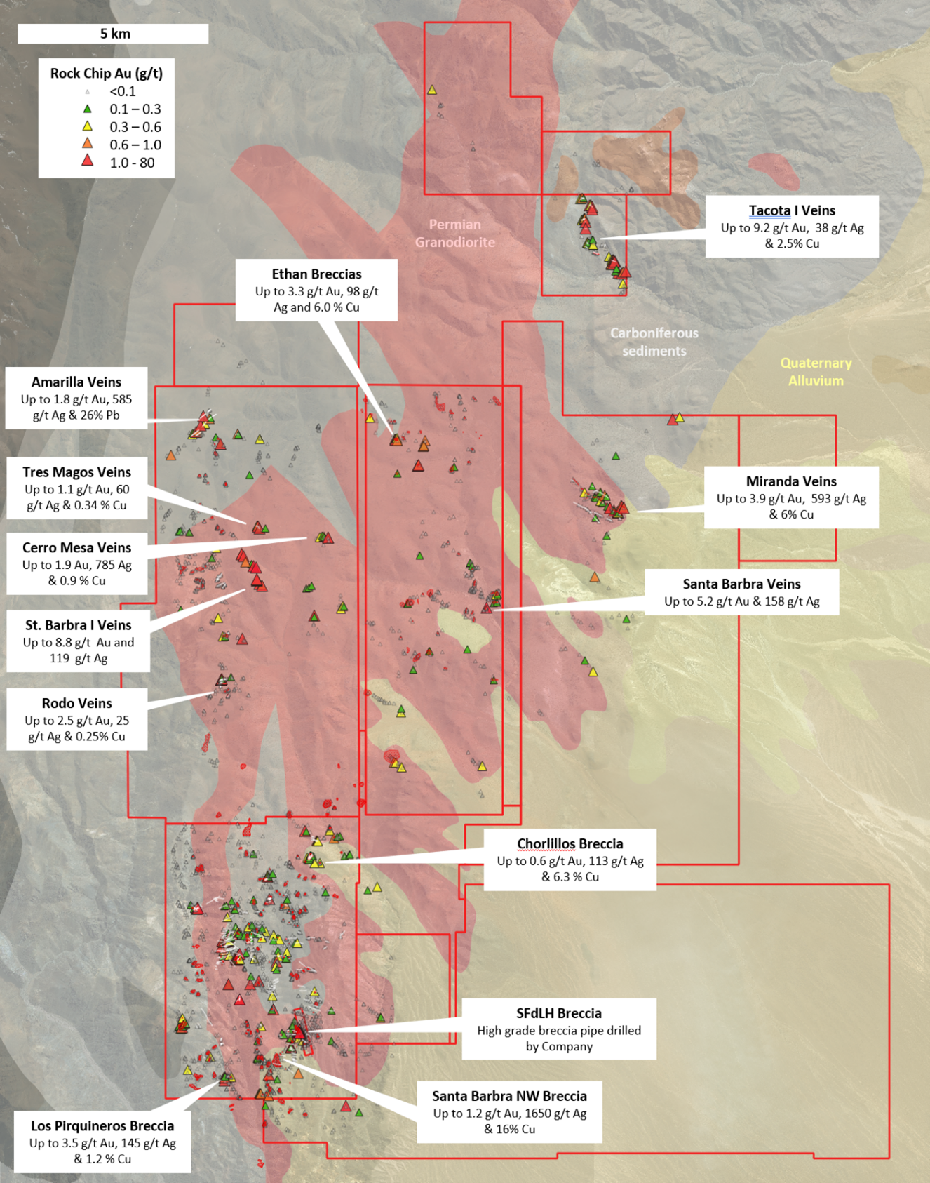 Figure 1 – Current exploration targets at the San Francisco Project