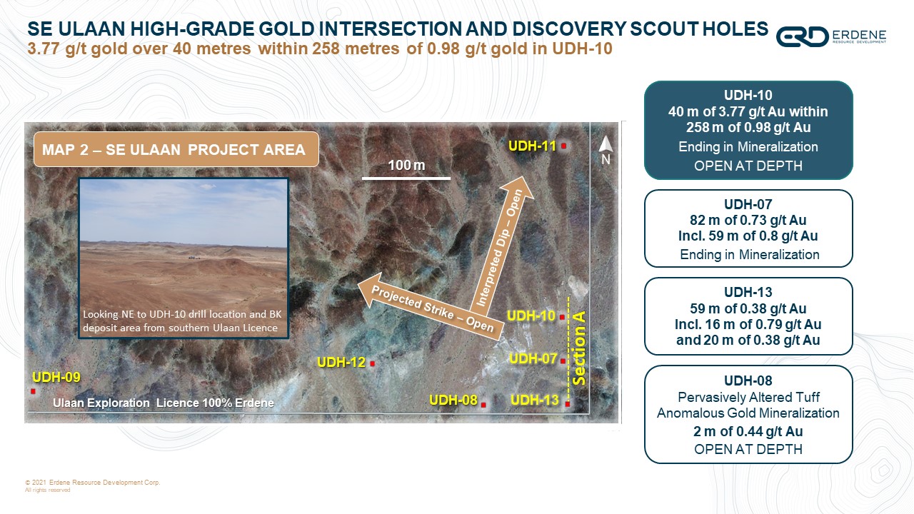 ULAAN GOLD DISCOVERY - 300 METRES WEST OF BAYAN KHUNDII DEPOSIT