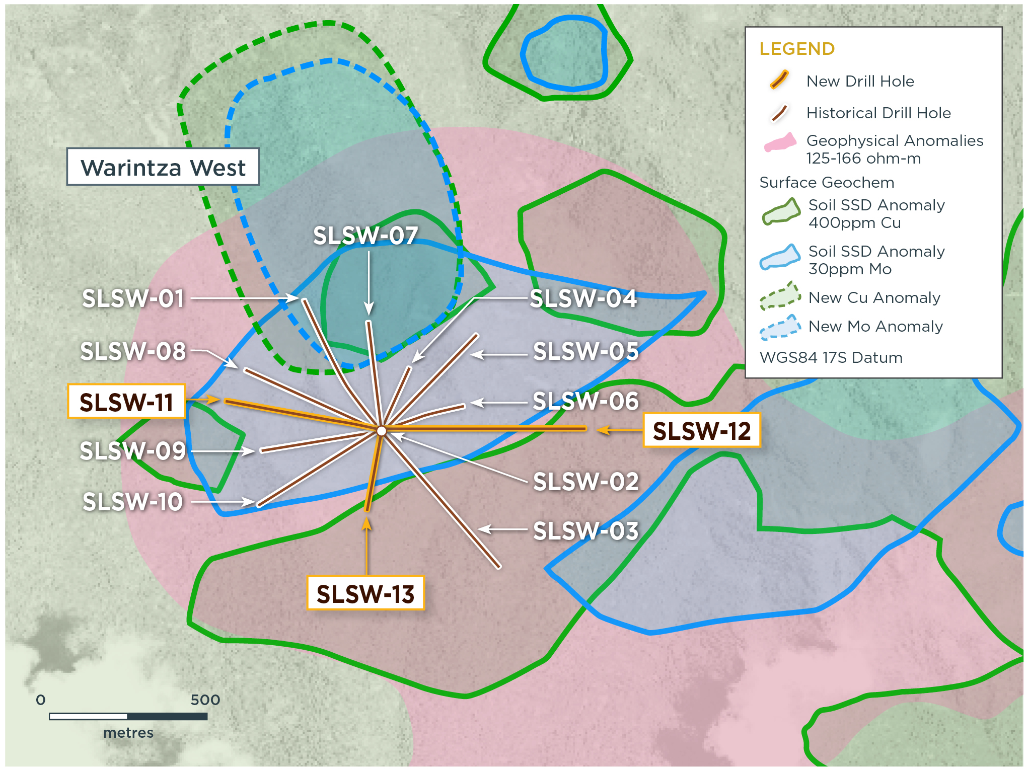 Figure 1 – Plan View of Warintza West Drilling Released to Date