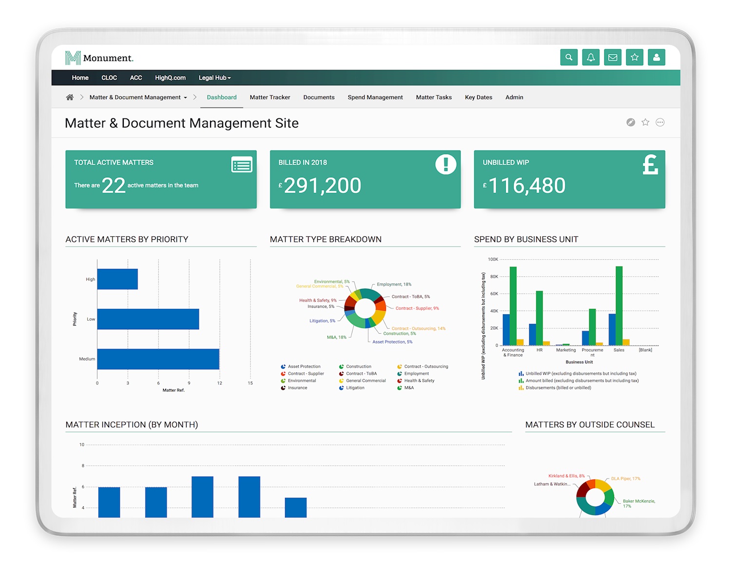 HighQ Matter and Document Management Site