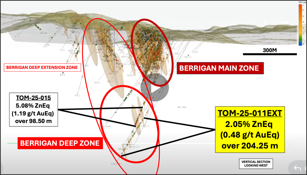 Exhibit 1. Vertical section of Berrigan Deep Zone, looking west 