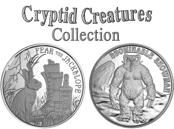 The current Cryptid Creatures Series from Osborne Mint now features both The Jackalope and The Abominable Snowman – The Yeti.  
#OsborneMint #Jackalope #Jackalopeart #Yeti
