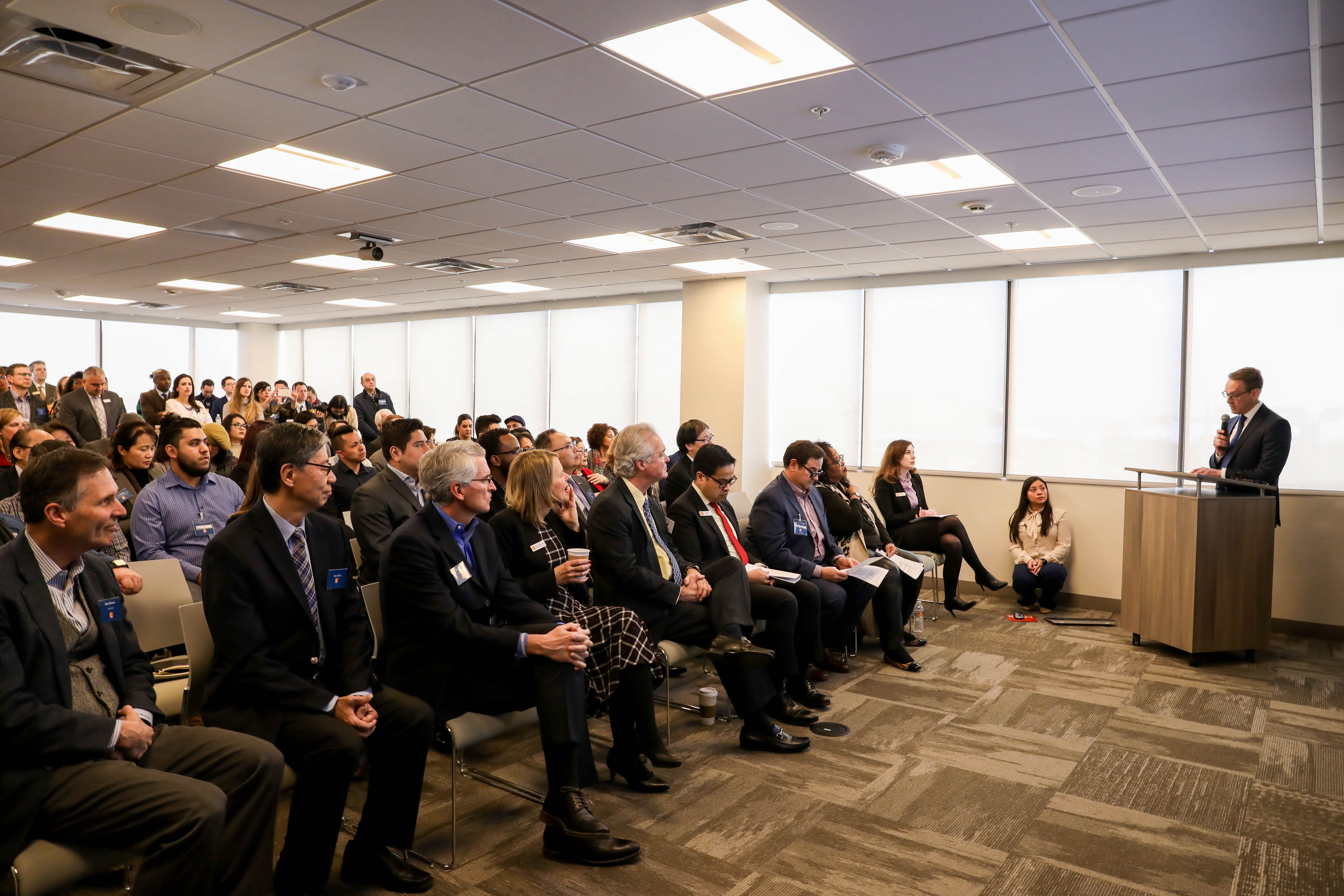 FirstBank CEO Jim Reuter addressed a packed house at the grand opening of FirstBank's Multicultural Banking Center. The new Multicultural Banking Center will serve as a hub for all 119 FirstBank locations, including the bank’s Asian and Spanish Banking Centers, where customers can receive banking services in their native language. 
