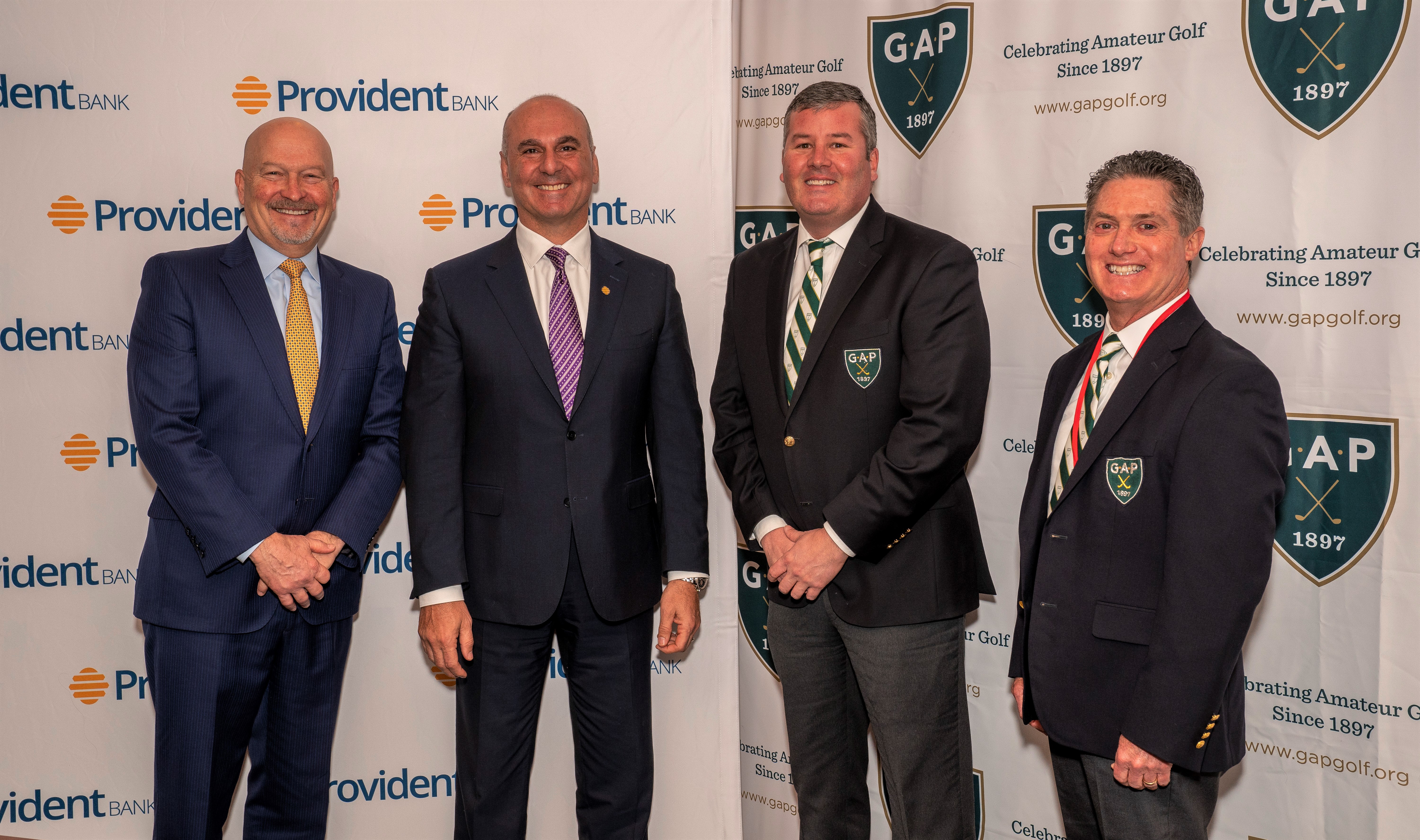 Pictured (L-R) Chris Martin, Chairman & CEO, Provident Bank; Anthony Labozzetta, President & COO, Provident Bank; Mark Peterson, Executive Director, GAP; Oscar L. Mestre, President, GAP