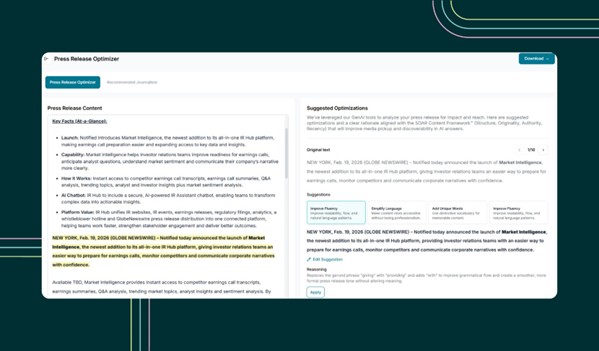 Notified Launches AI Press Release Optimizer to Strengthen Corporate Narratives and Increase AI Citations