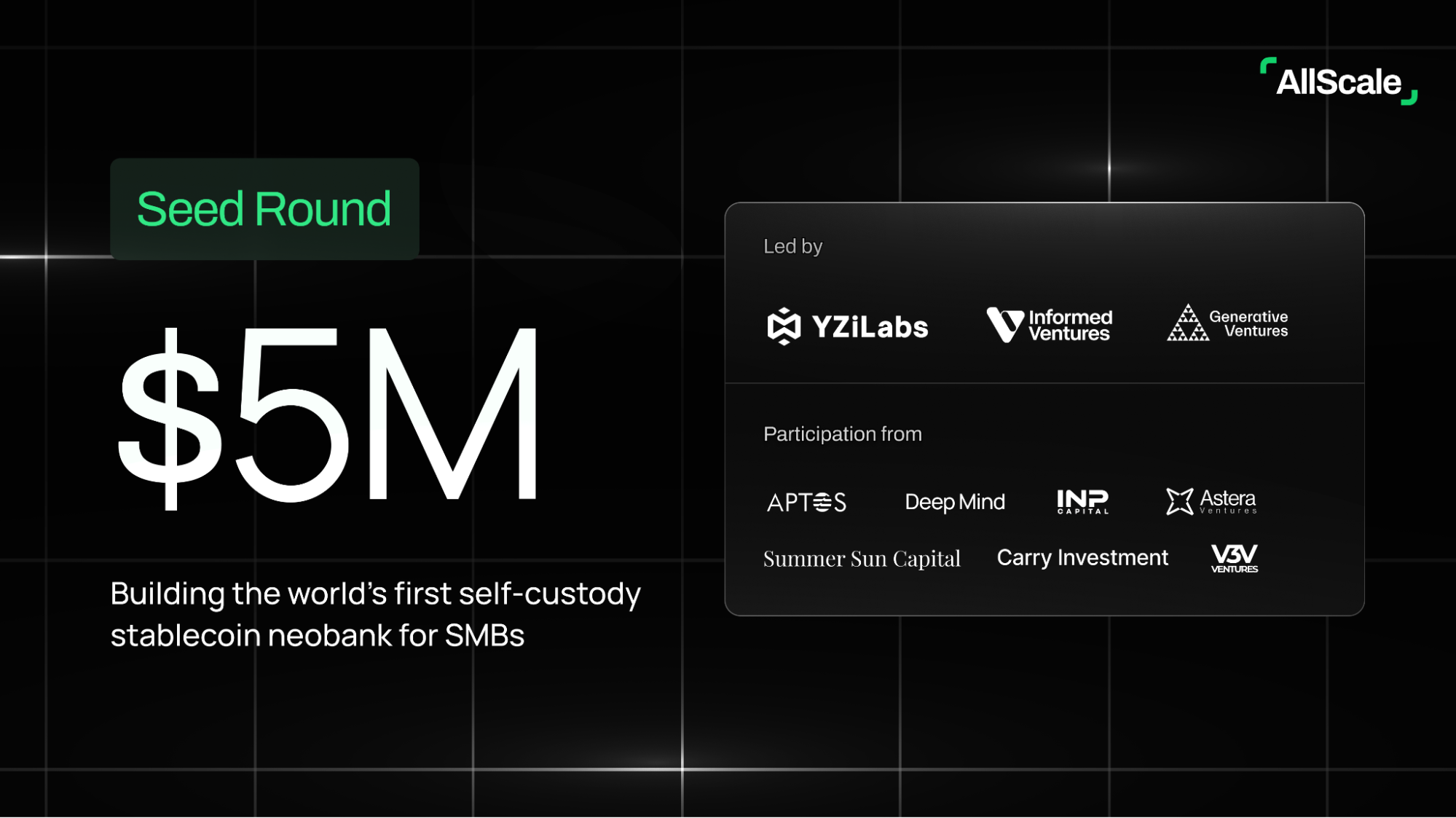 AllScale Raises $5M Seed Led by YZi Labs
