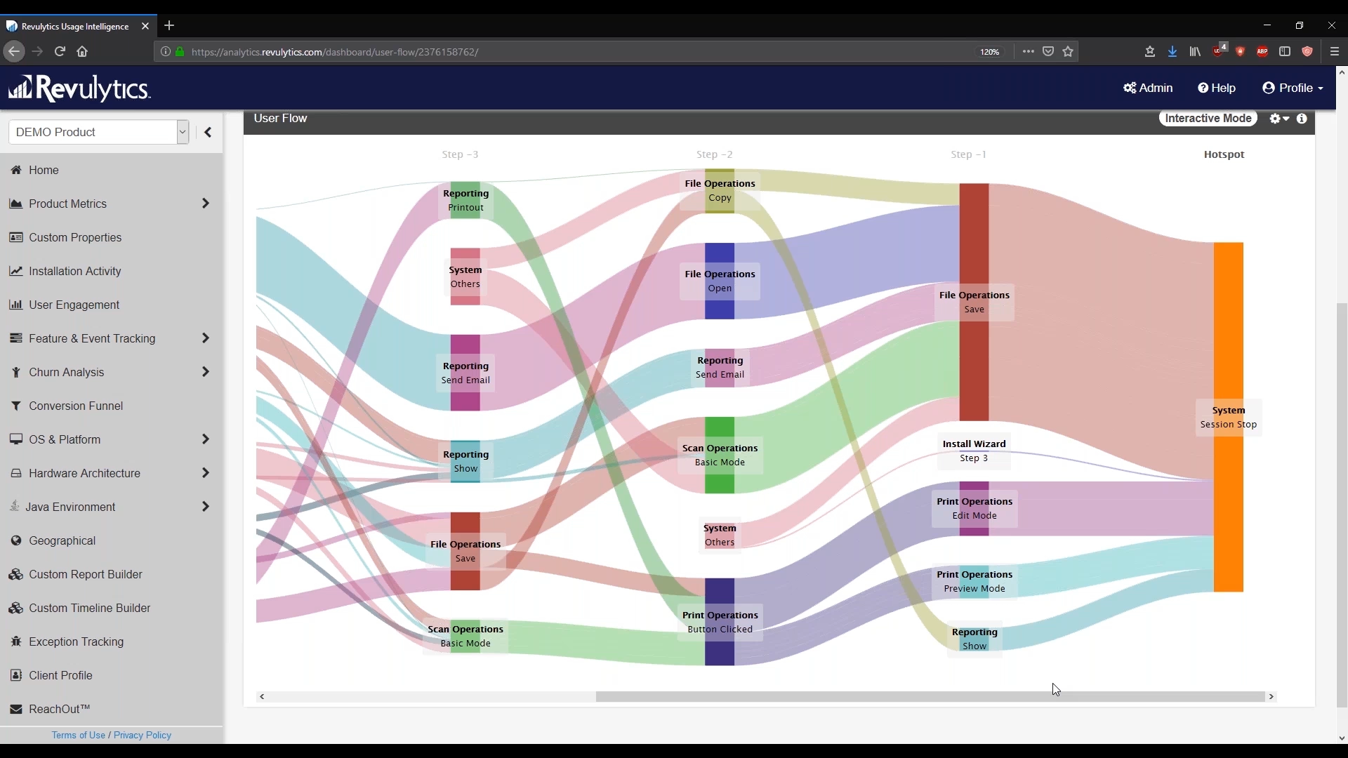 Revulytics User Flow Report