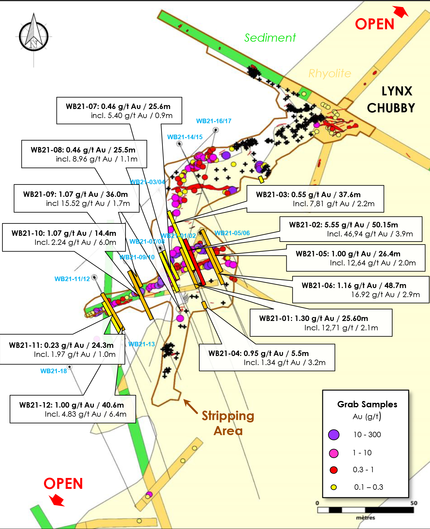Figure 1. Map of the Lynx Zone Drill Results