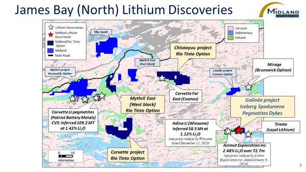 Figure 2 James Bay (North) Lihtium Discoveries