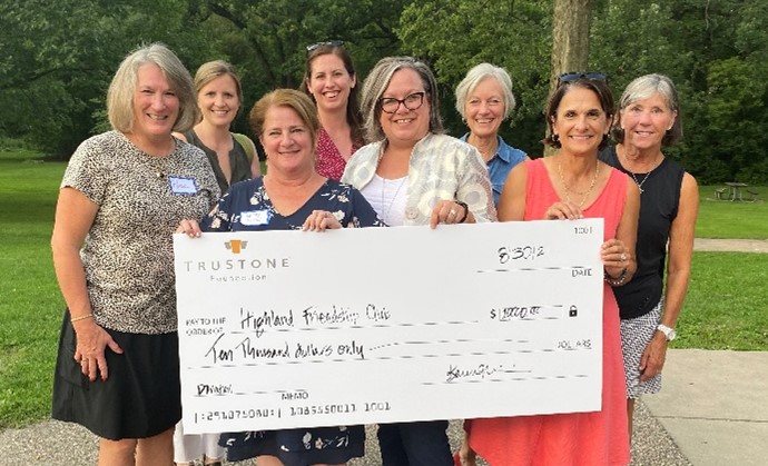 TruStone Financial Foundation Check Presentation to Highland Friendship Club.