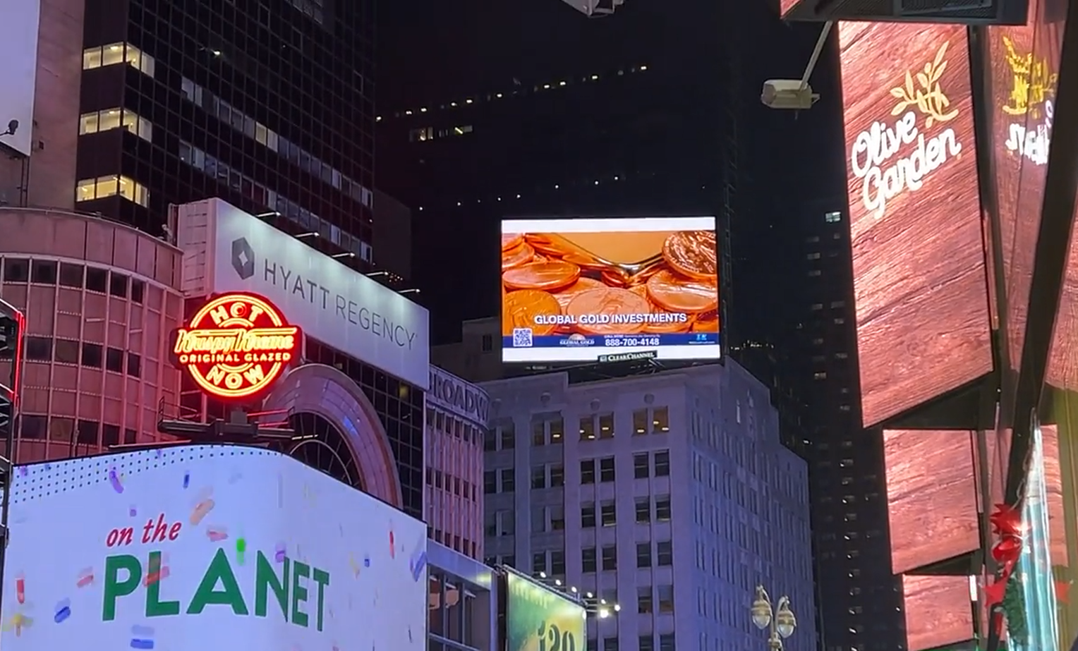 Global Gold Investments featured in Times Square
