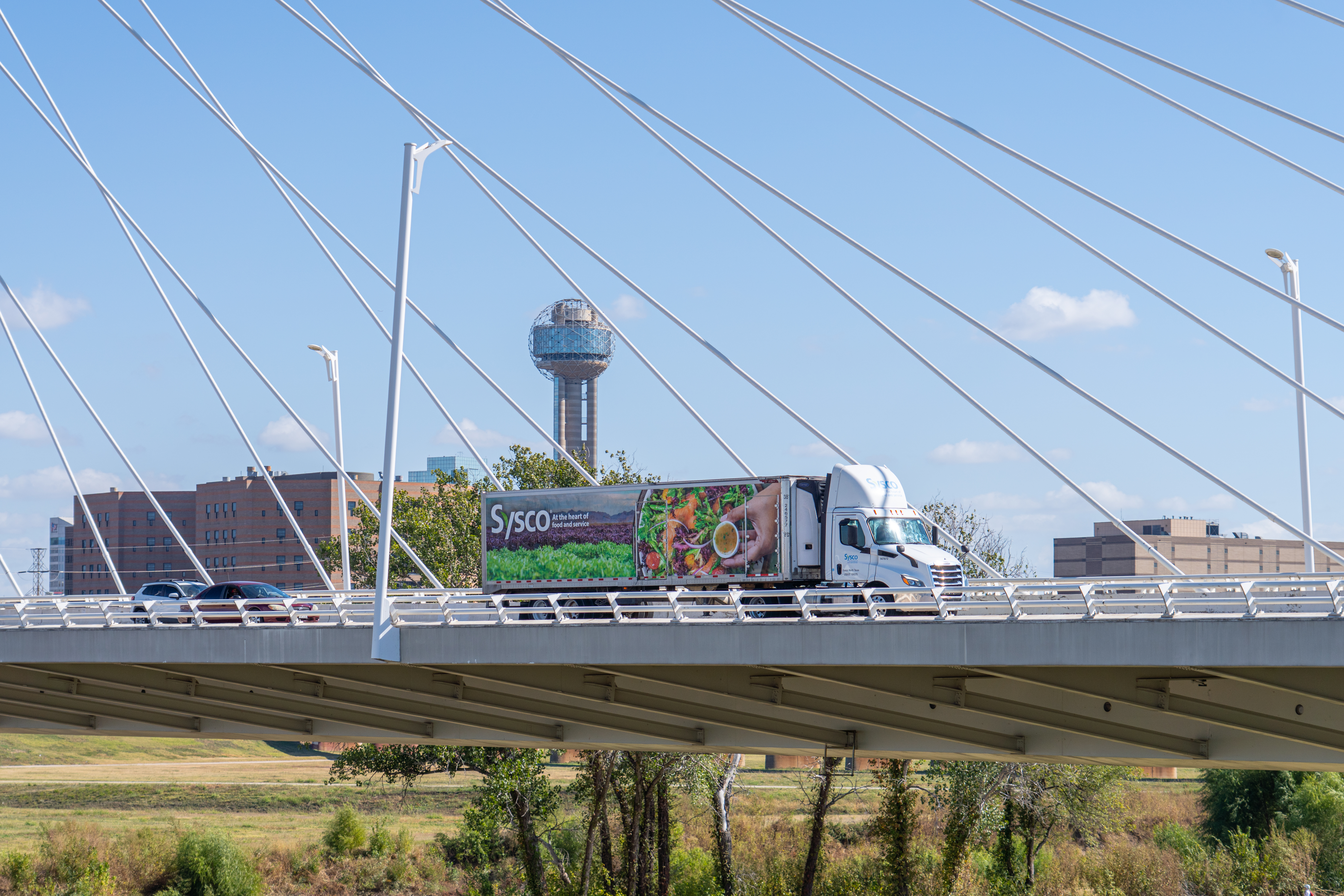 Sysco truck driving through Dallas