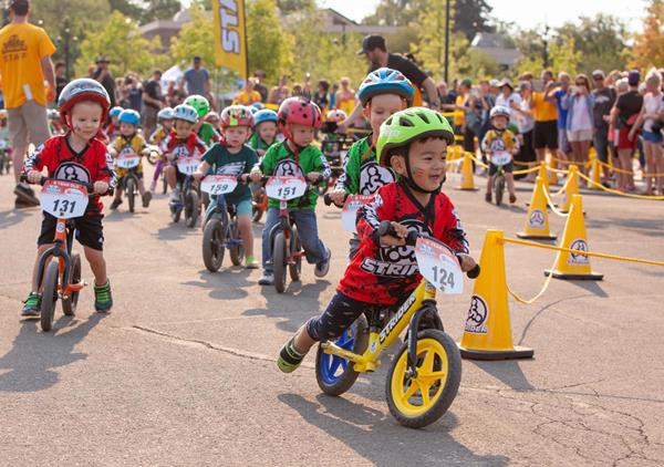 Toddlers take off at the 2018 Strider Cup World Championship in Boulder, CO. Children are learning to ride bikes younger than ever before by focusing on balance before learning to pedal. 