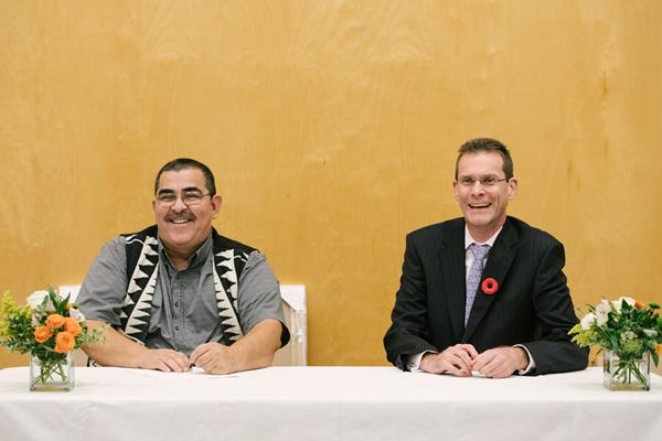 Musqueam Chief Wayne Sparrow and Vancouver Fraser Port Authority president and CEO Robin Silvester