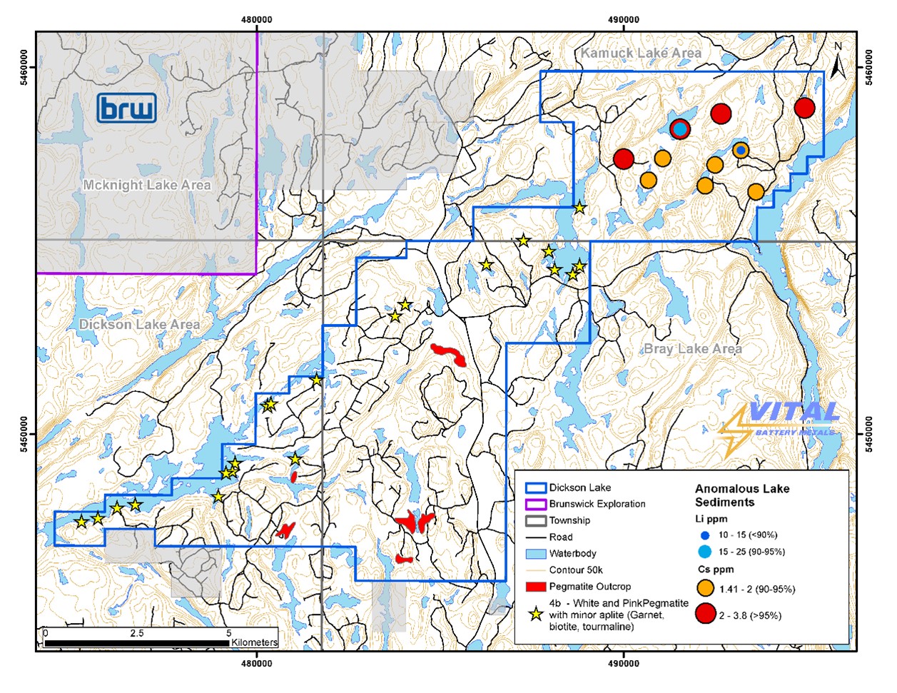 Dickson Lake Lithium Project Mapped Pegmatites