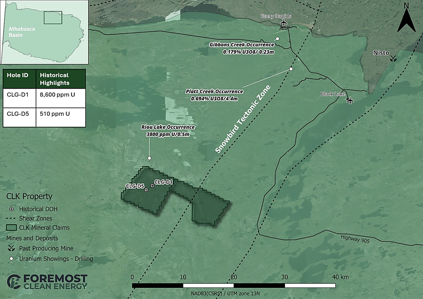 Figure 1. CLK Uranium Property Location Map