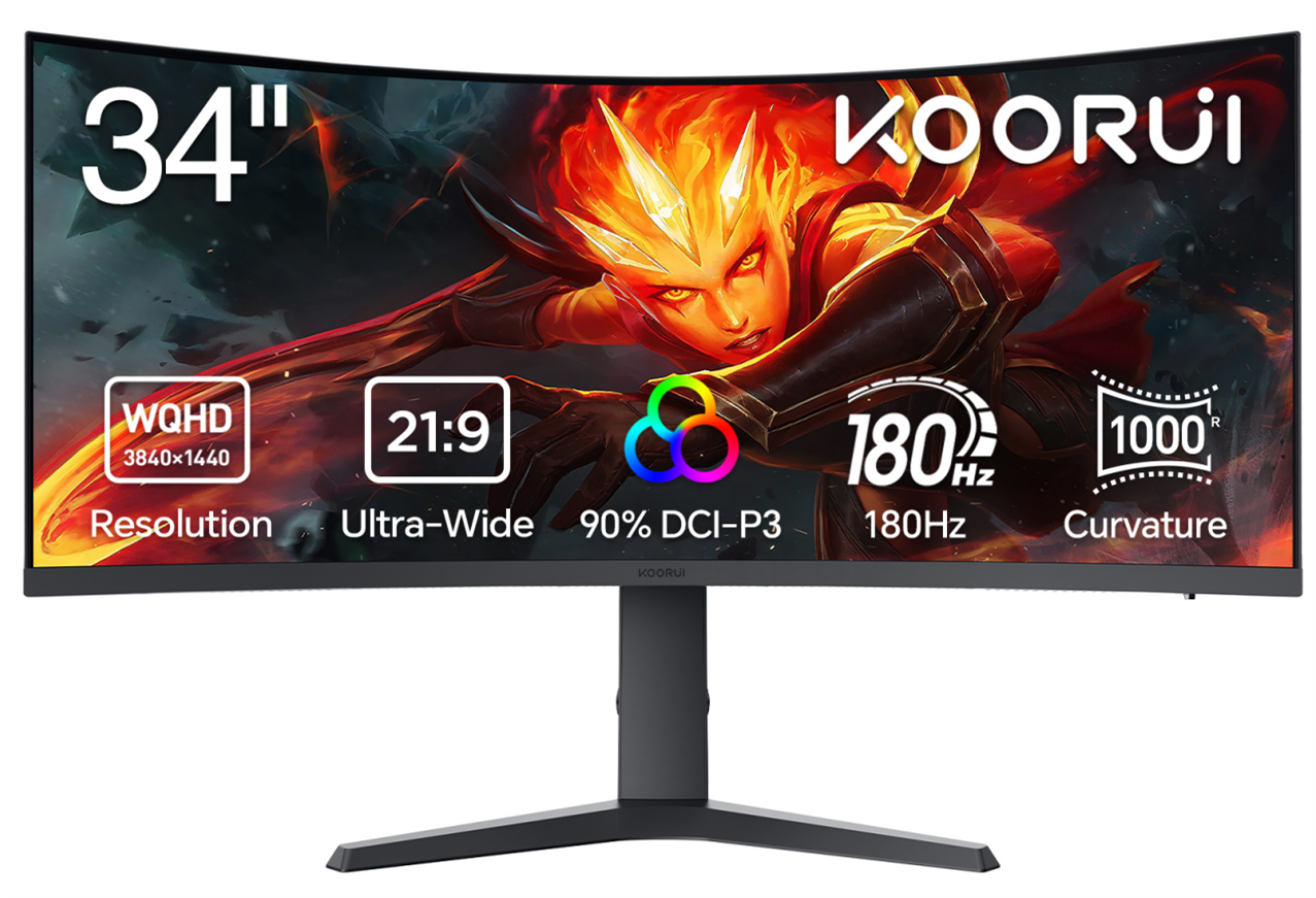 KOORUI Launches 34" 180Hz Curved Display to Power Hybrid Work and Home Entertainment
