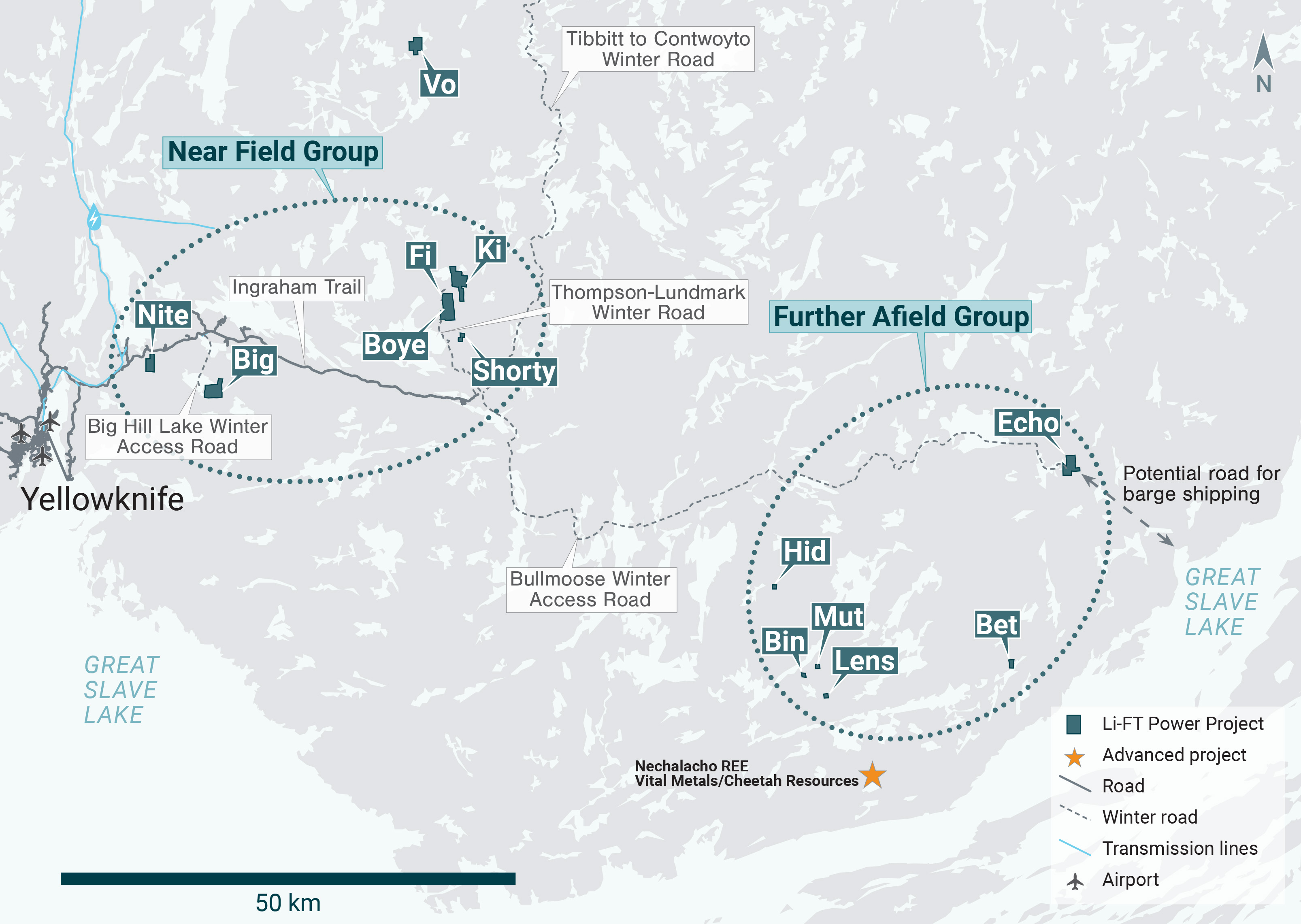 Li-FT detailed maps yellowknife with roads March 2024