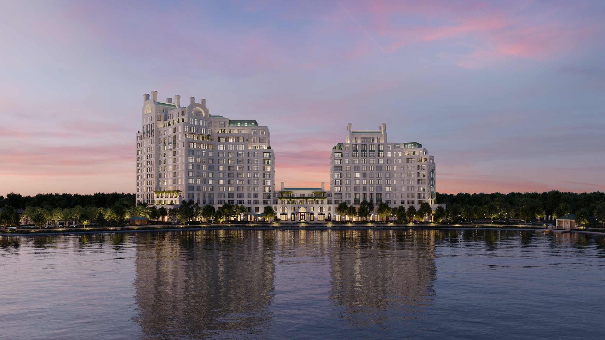 Exterior rendering of The Ritz-Carlton Residences, The Woodlands