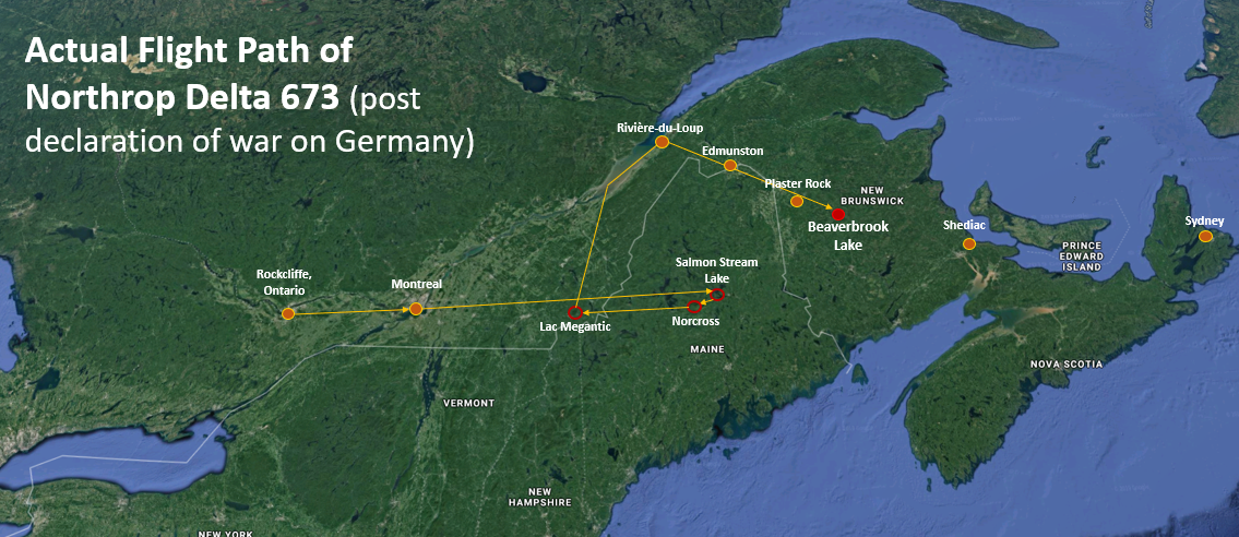 actual flight path post war declaration