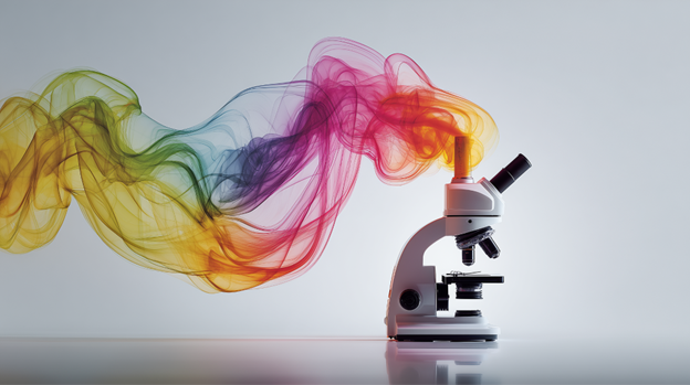 A microscope emits a vibrant spectrum symbolizing curiosity, education, and ethical exploration — representing Fungushead’s commitment to microscopy-only research and veteran education under its Angel’s Wing Scholarship program. The company reinforces scientific literacy amid California’s AB 1103 psychedelic research reform
