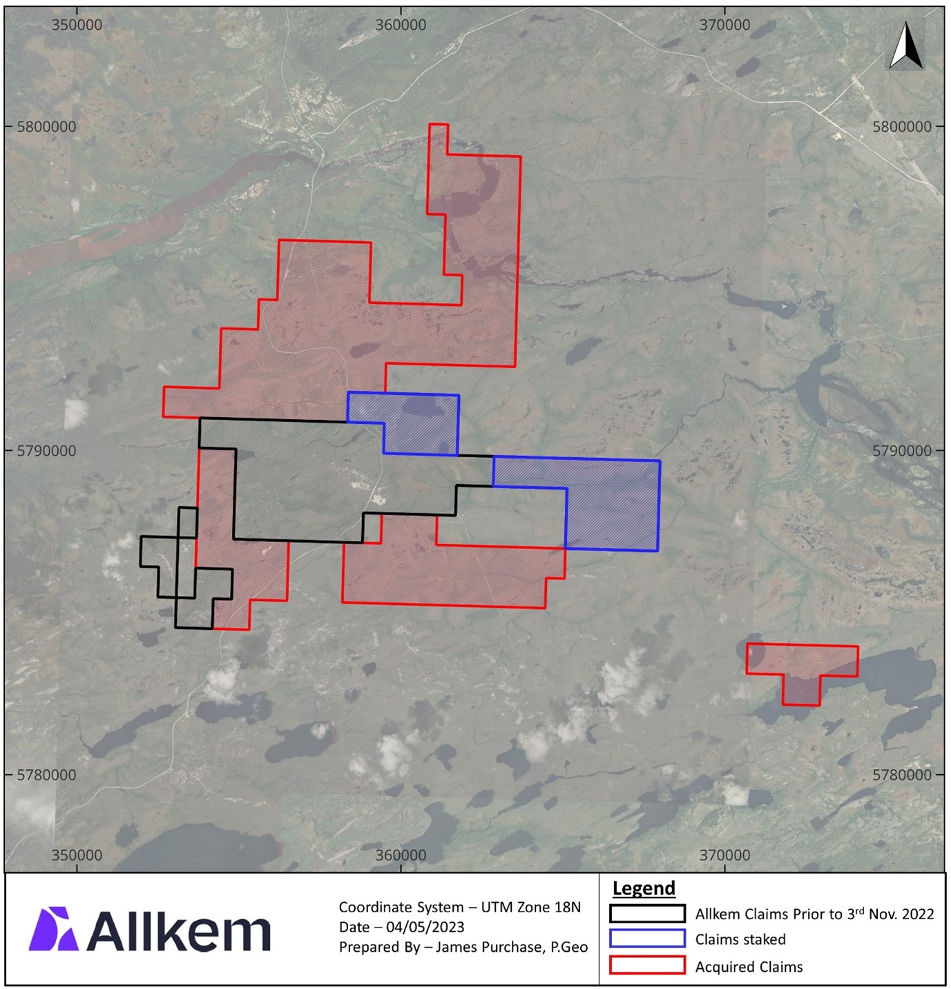 Figure 3: Plan view of current Allkem claims.
