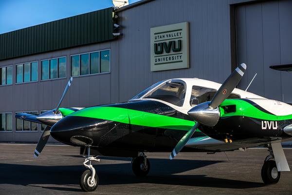 A Utah Valley University student training plane.