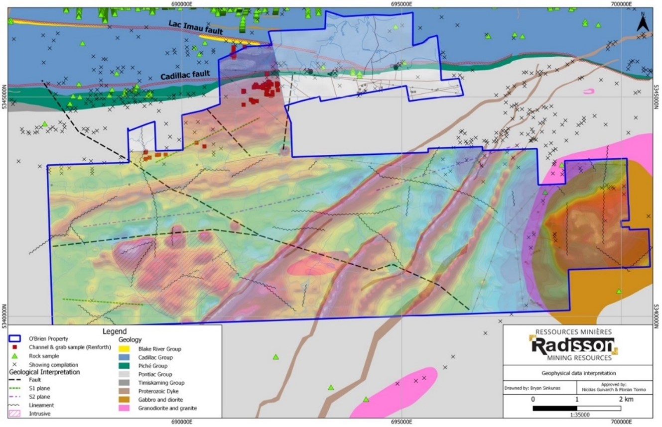 Geophysical data compilation - Southern portion of the O’Brien project