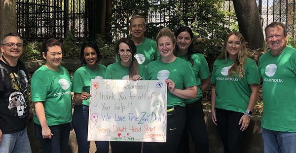 August 1, 2019 – Konica Minolta employees spent the day at Dewitt Reformed Church Head Start School in New York City helping Books for Kids build its first Zen Den. The team of volunteers cleared space, cleaned and decorated the designated relaxation space as well as other areas at the school.