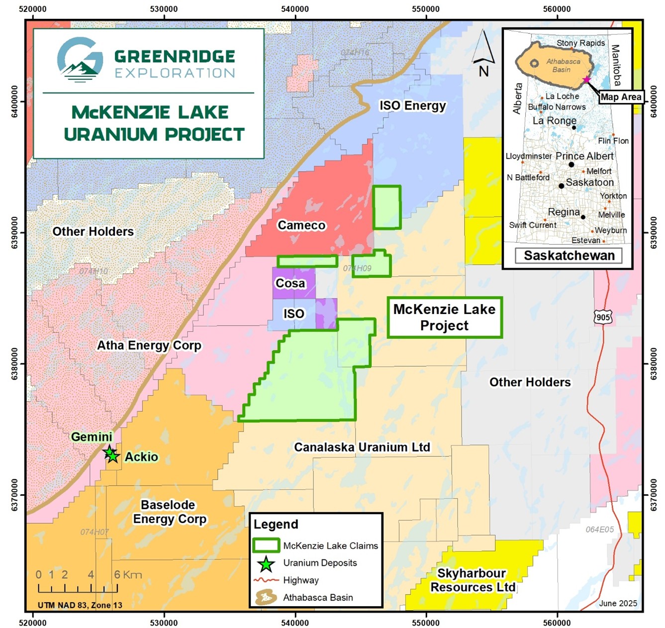 McKenzie Lake Project Location, Eastern Athabasca Basin Region 