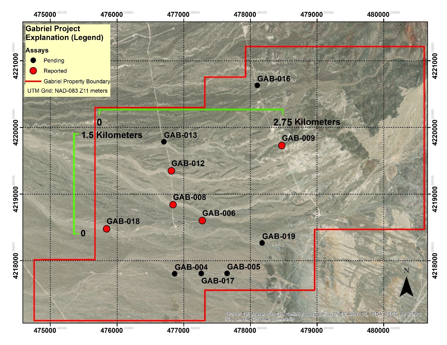 Gabriel Phase 1 Drill Hole Location Map