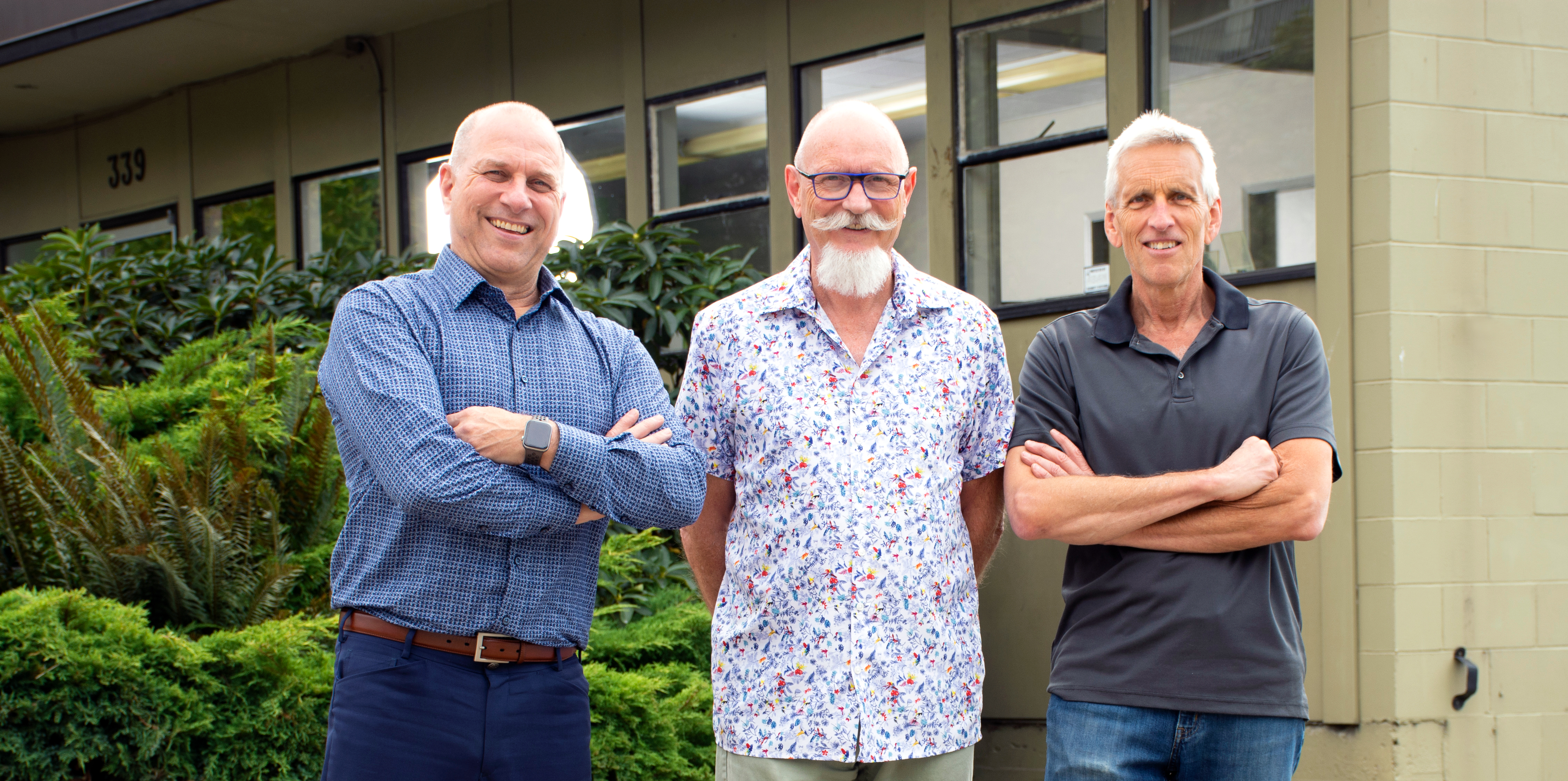 Pictured left to right: Doug Frederickson, owner, Minuteman Press, North Vancouver; and Dave Brown & Bob Gibson, retired owners, Contact Printing.