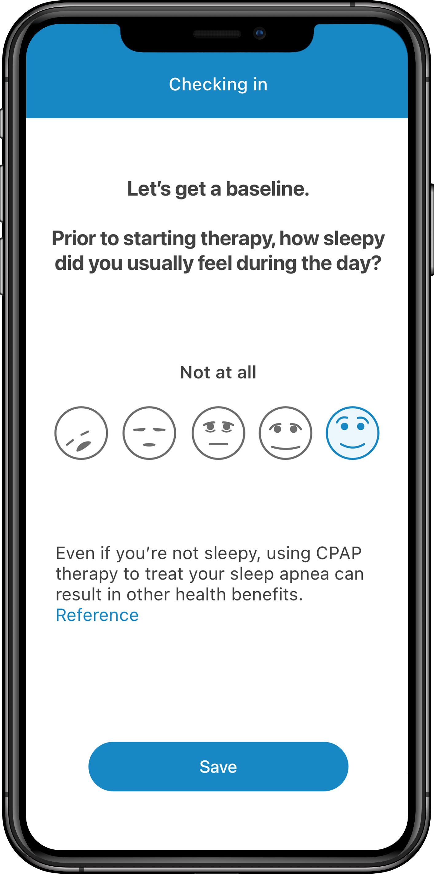 Care Check-In feature for AirSense 11 users, seen here within the myAir app