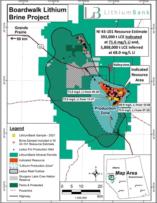 Location map the Boardwalk lithium brine project.