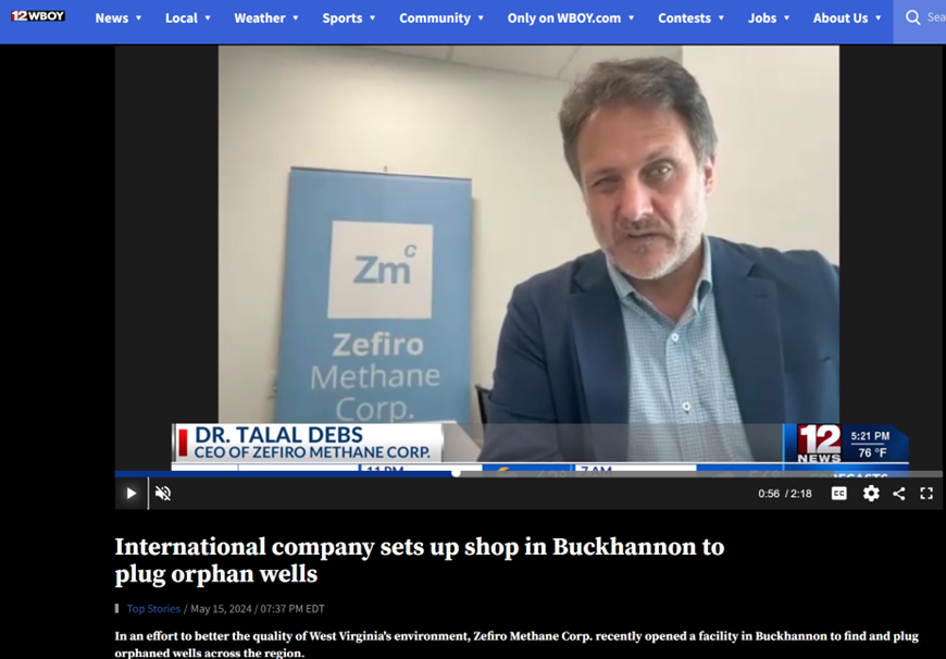 West Virginia NBC and ABC affiliate 12 WBOY featured Zefiro and its subsidiary P&G covering the recent expansion of its operational facilities into the state. The segment included exclusive commentary from Zefiro Founder and CEO Talal Debs PhD.