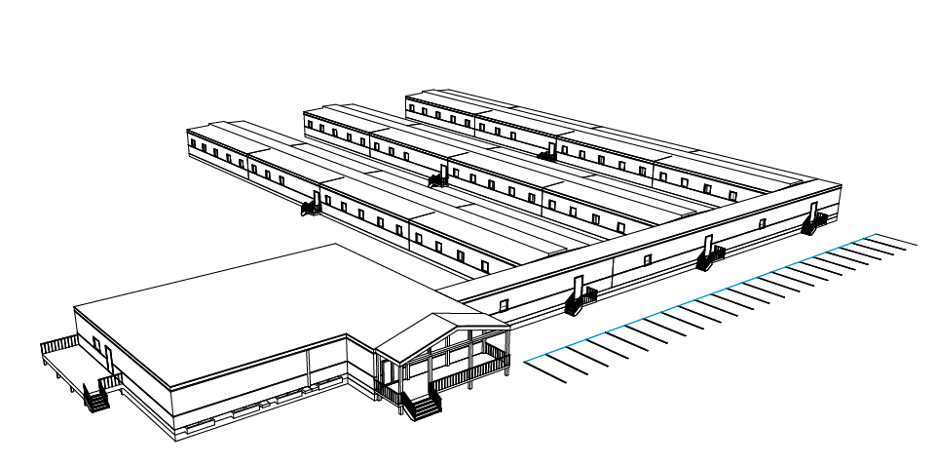 Figure 6: A drawing of the work force accommodations planned for the Madsen Mine, being built and operated by Horizon North. 