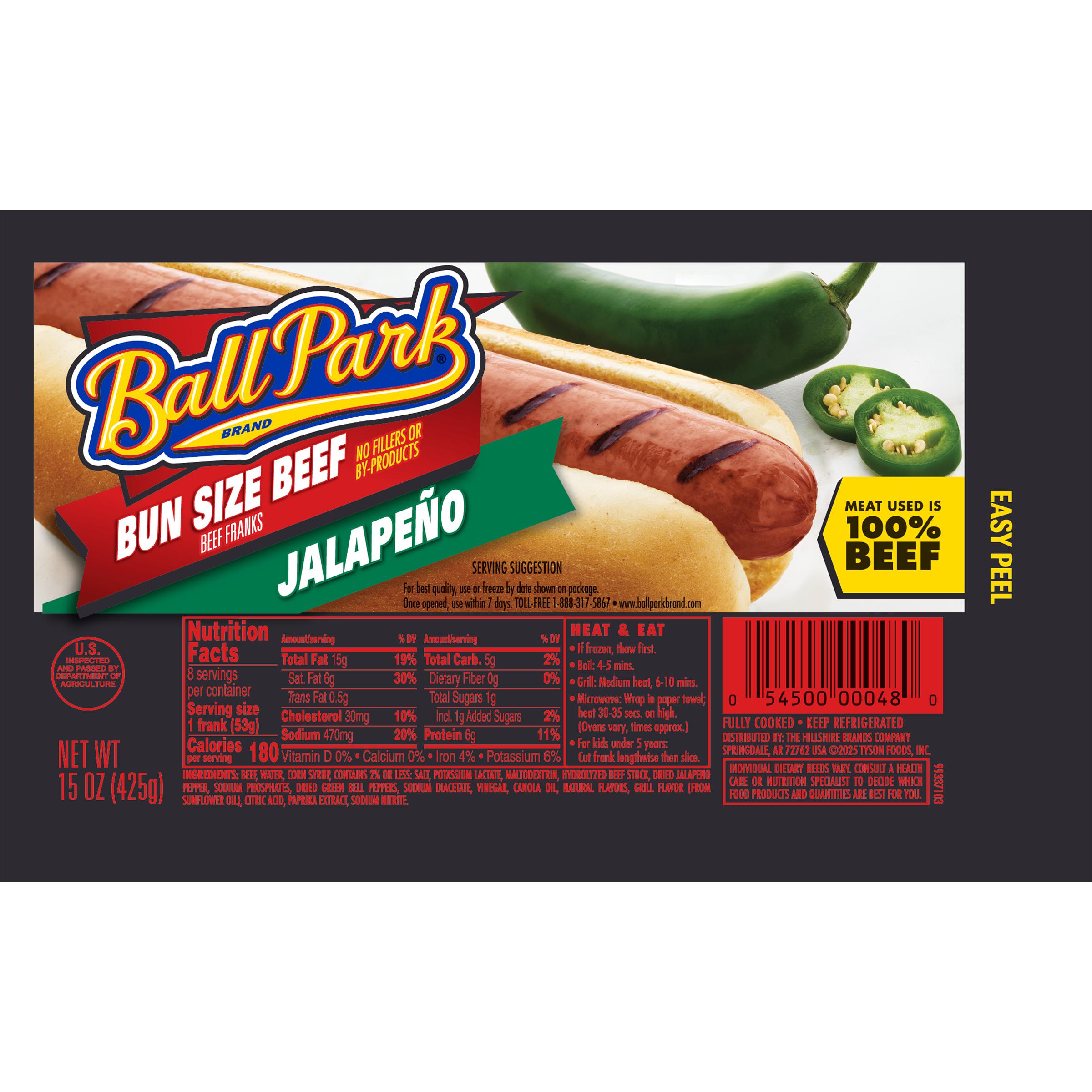 Ball Park Bun Size Jalapeño Beef Franks 