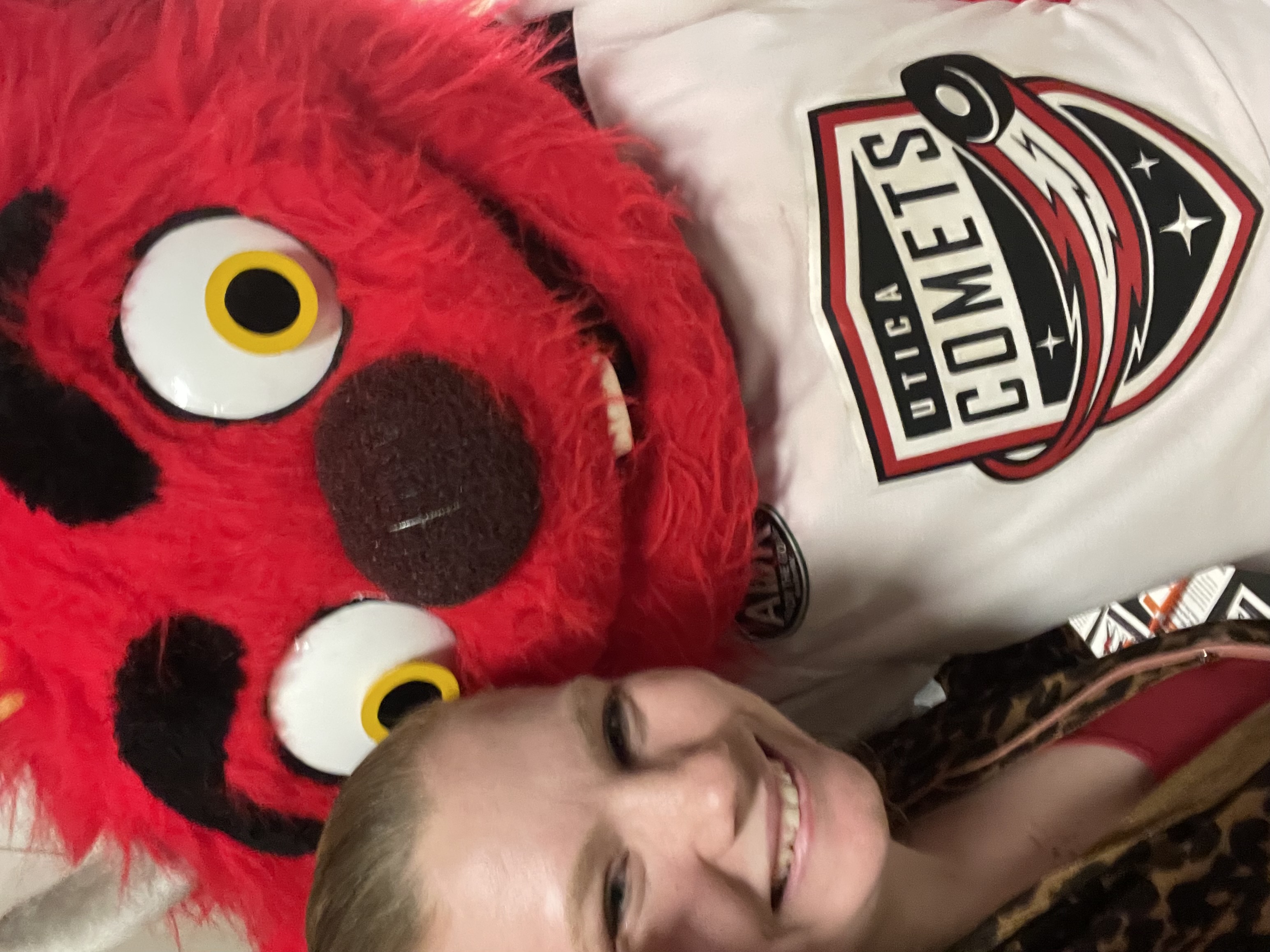 Cayuga Centers staff with NAUDIE, Utica Comets mascot