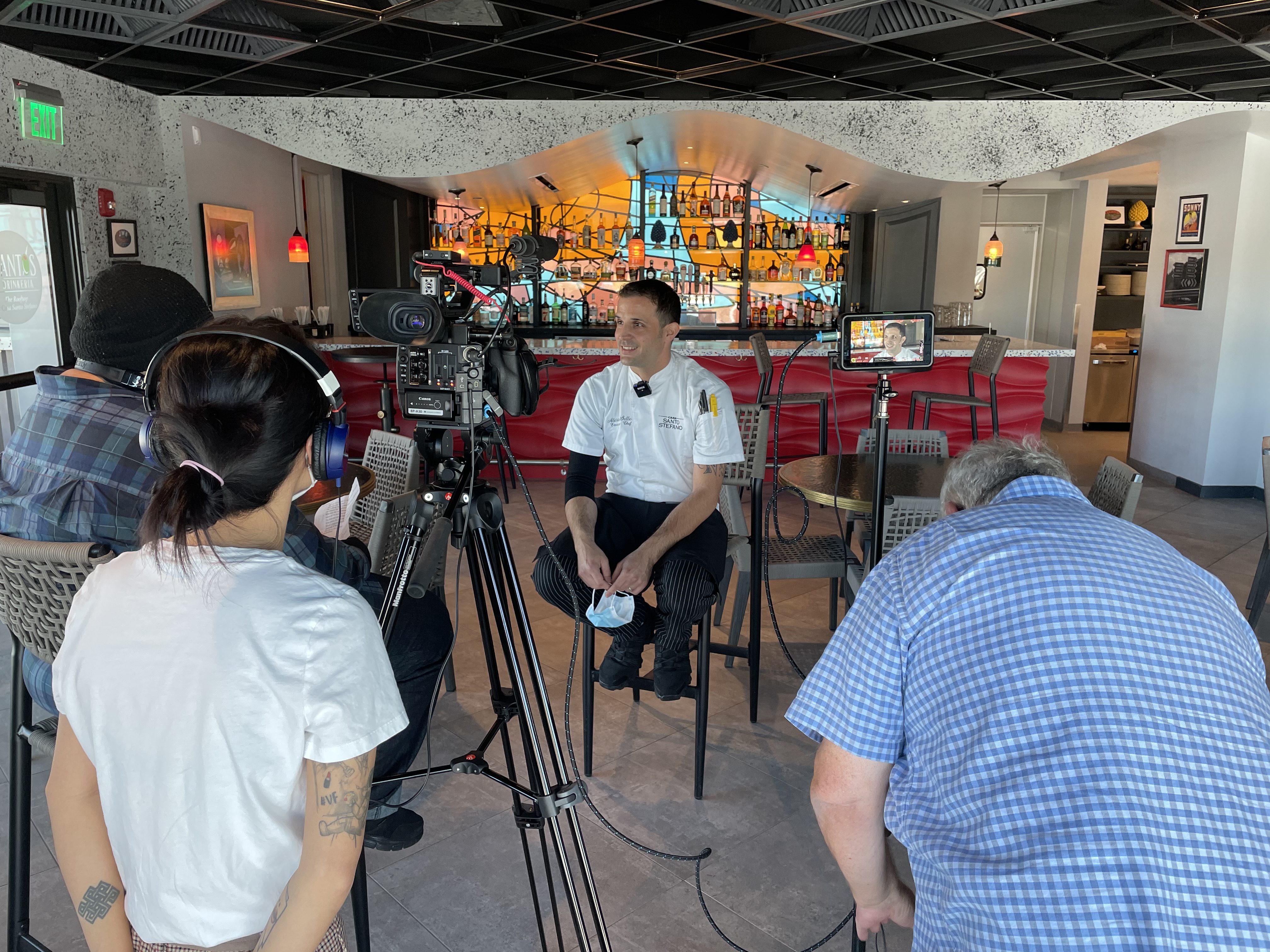 HCC students interview Executive Chef Alessio Selleri at Casa Santo Stefano. 