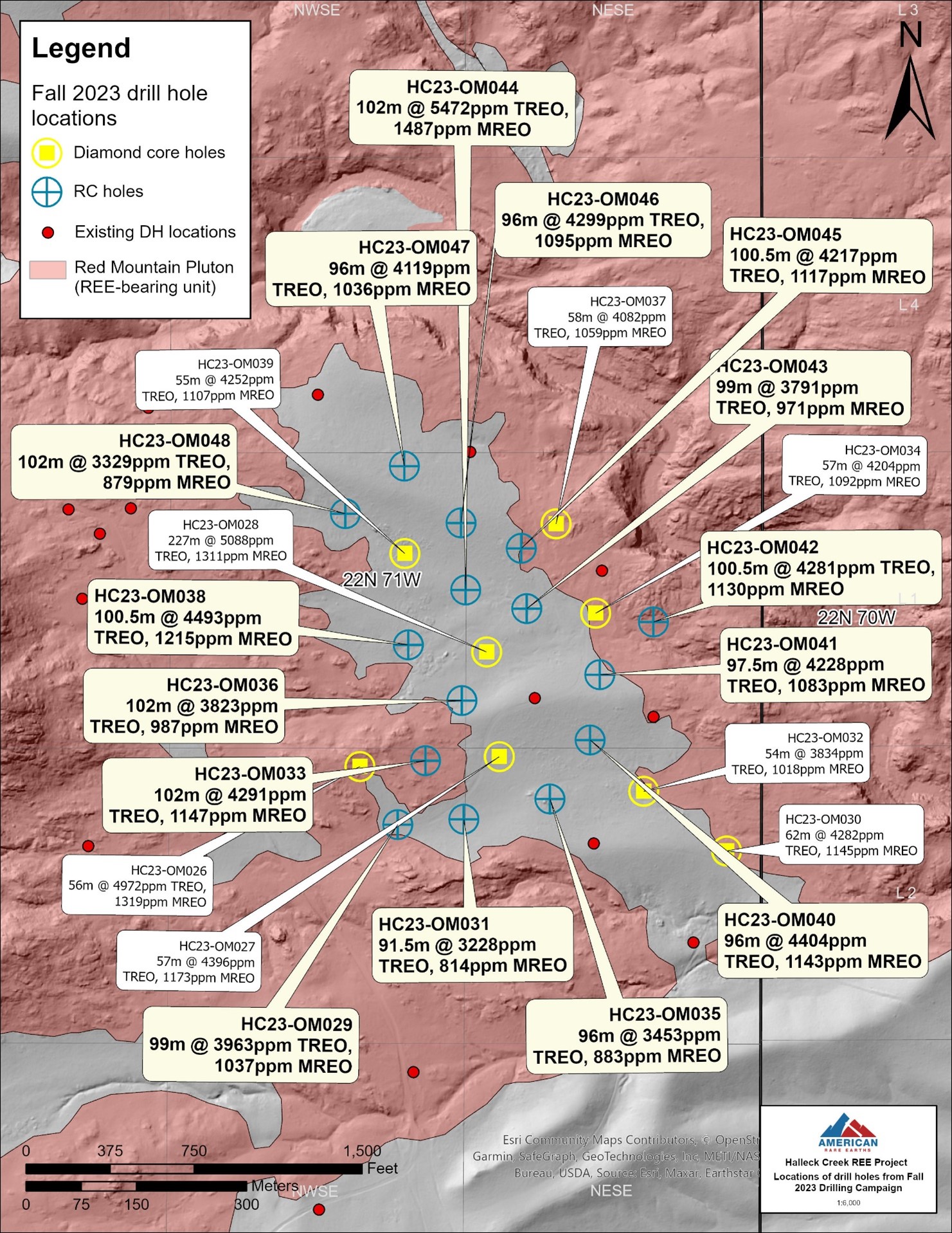 Location of drillholes from Fall 2023 Drilling Campaign