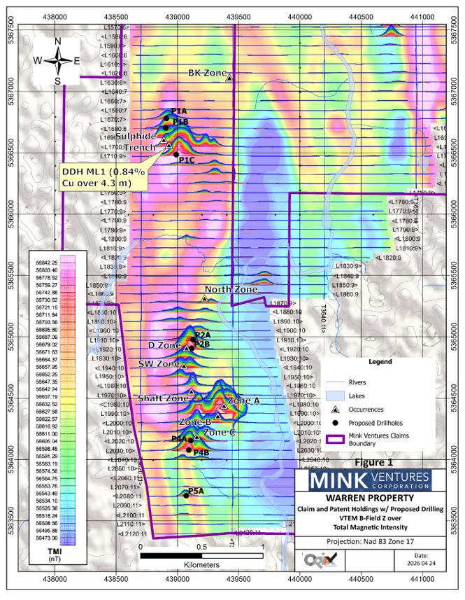 Figure 3: Warren VTEM Targets
