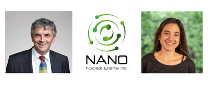 NANO Nuclear Energy Inc. Bolsters its Nuclear Technology and Engineering Team with the Additions of Professor Andrew W. Woods (left) and Alejandra de Lara, BSc, MPhil (right).